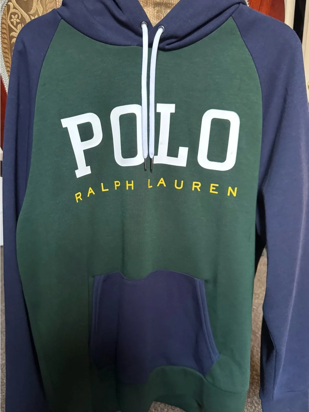 Ralph Lauren Green, Navy & White Logo Hoodie